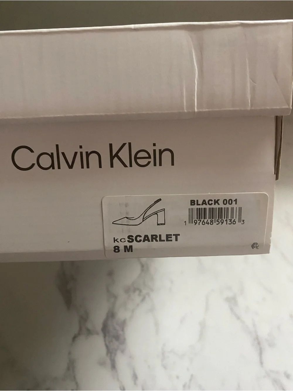 Calvin Klein Glossy Black Patent Slingback Block Heels